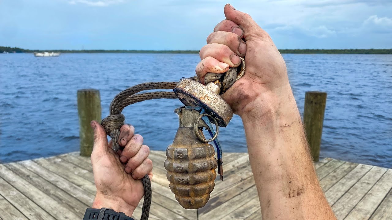 Possível granada encontrada durante pesca magnética